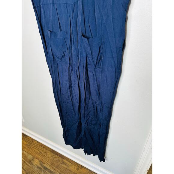 THAKOON COLLECTIVE Navy Short Sleeve Collared Front Button Jumpsuit Size 6 - Picture 12 of 13
